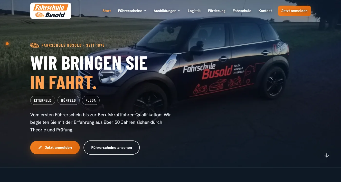 Neue Website der Fahrschule Busold