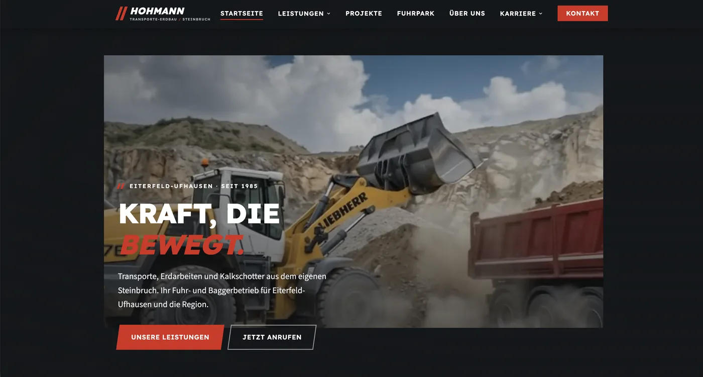 Neue Website von Hohmann Fuhr- und Baggerbetrieb
